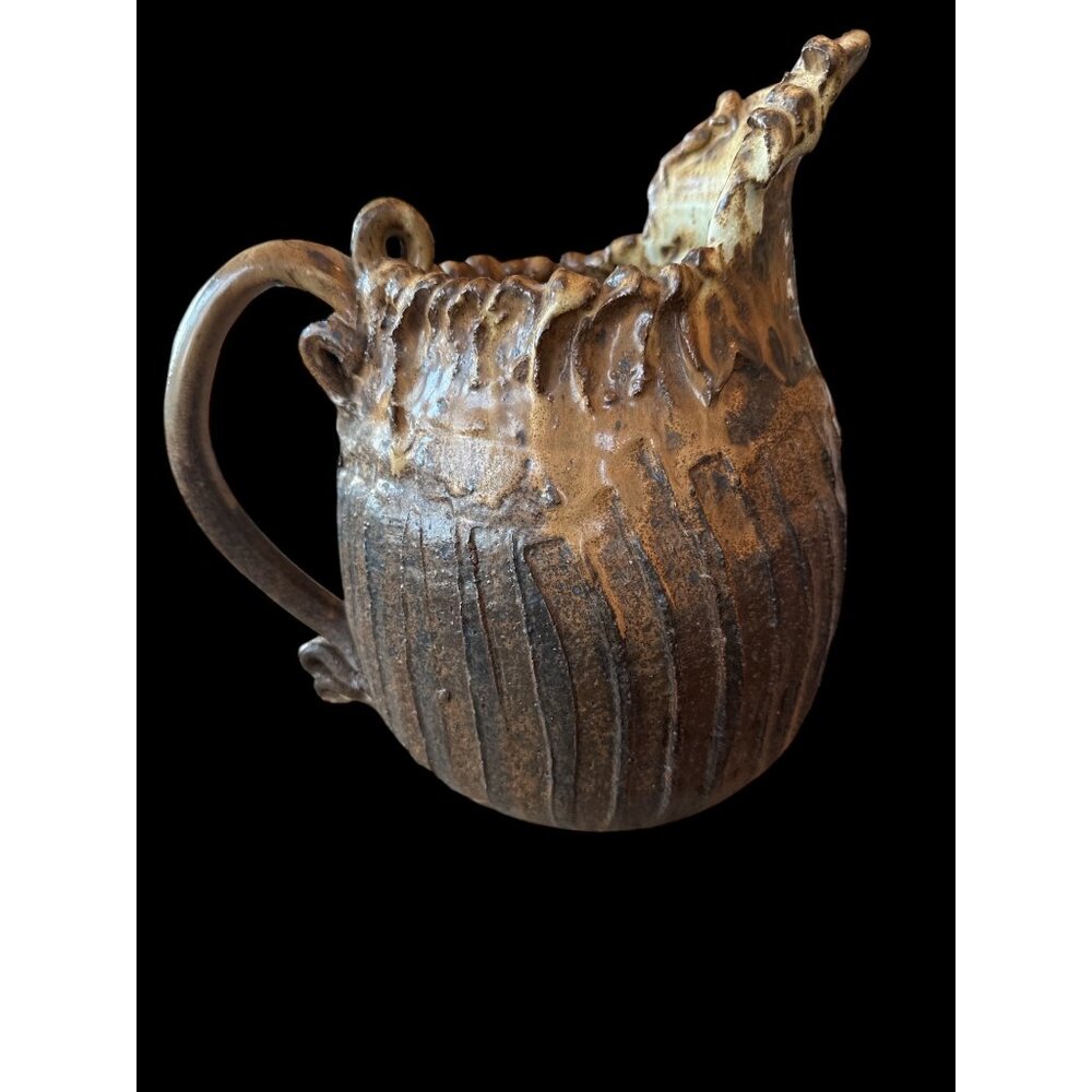 Handcrafted Ceramic Pitcher Textured Design & Rustic Finish One of a kind